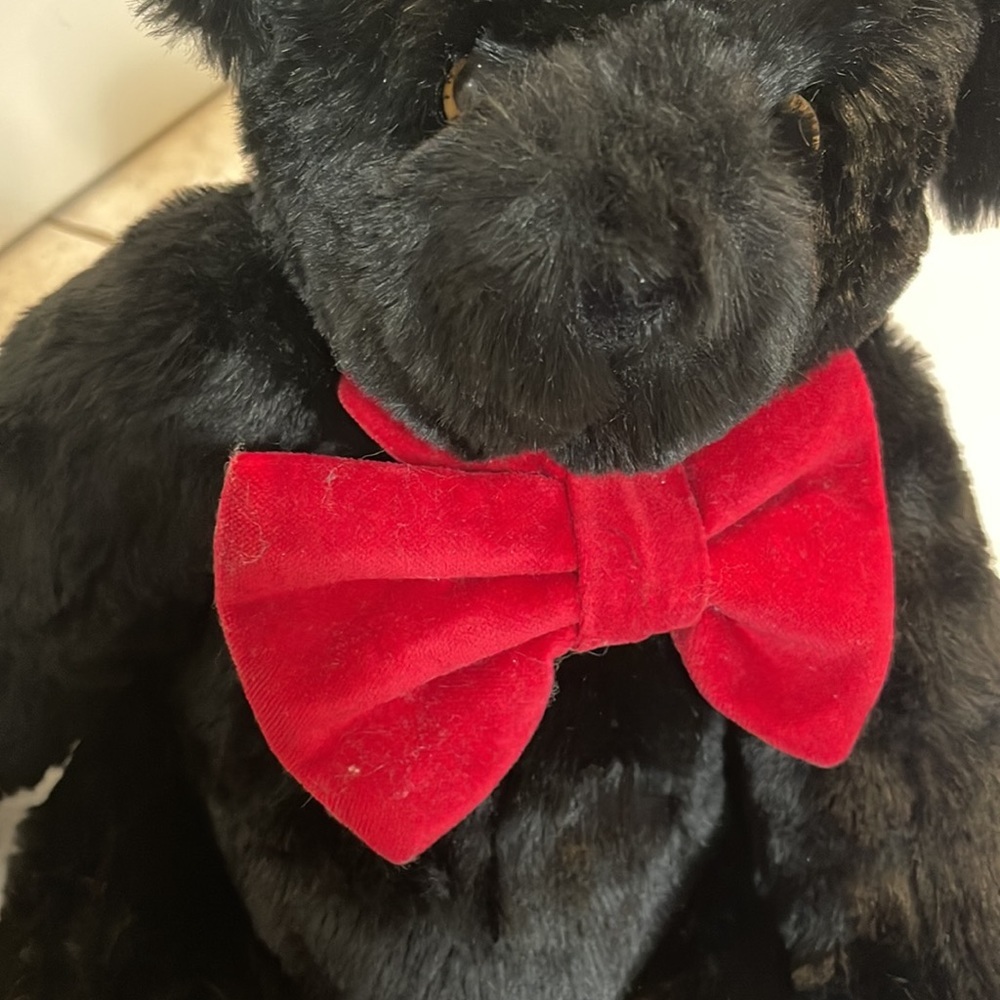 Vermont Teddy Bear Plush Black with Red Bow 16" fully jointed arms legs head USA - Picture 4 of 8